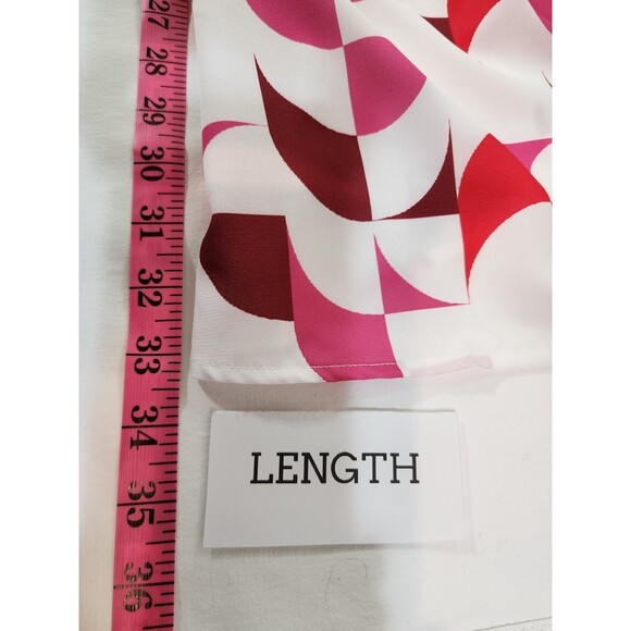 BLOOMCHIC WOMENS 26 4X WHITE PINK BLOUSE GEOMETRIC RETRO V-NECK STYLISH ABSTRACT - Picture 13 of 13